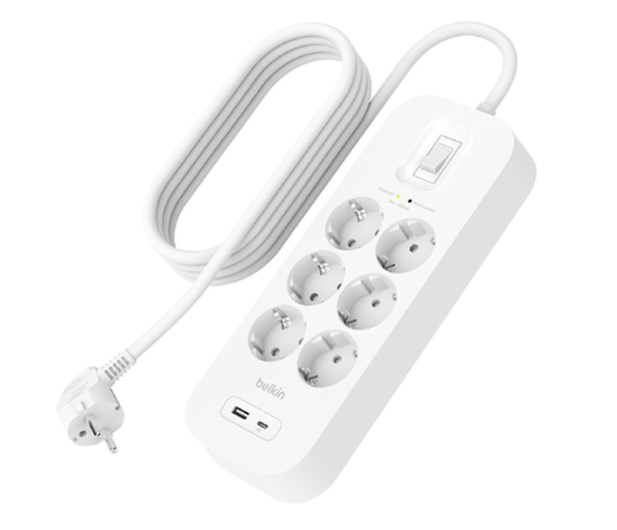 BELKIN SurgePlus 6x Schuko 1xUSB-A 1xUSB-C 650J 2m SRB002vf2M - 1170792 - zdjęcie 3